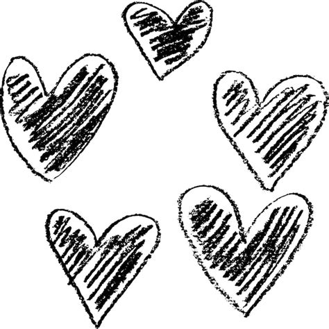Premium Vector Grunge Chalk Hand Drawn Hearts Set