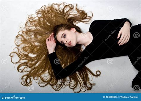Beautiful Girl With Flying Hair Stock Photo Image Of Handkerchief