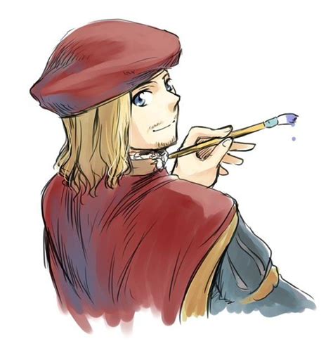 A Drawing Of A Man With Long Hair Wearing A Red Hat And Holding A
