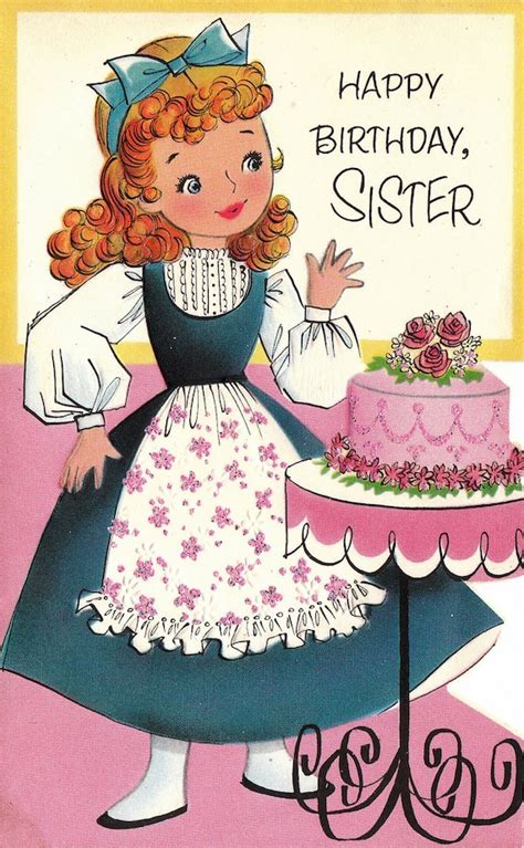 Items Similar To Vintage 1960s Die Cut Happy Birthday Sister Greetings
