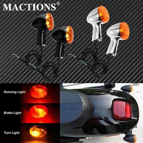 2xmotorcycle Rear Turn Signals Indicators Amber Led Lights Blackchrome