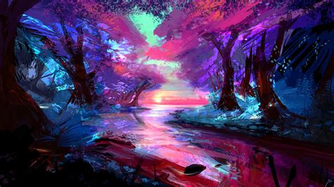 2560×1440 Colour Vibrant Forest Wallpaper
