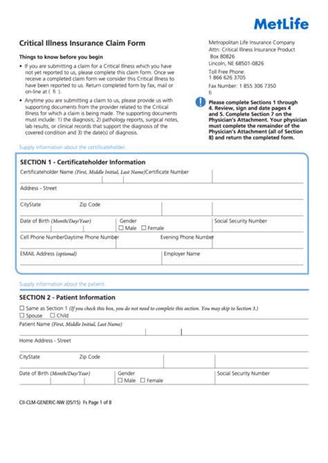 Metlife Printable Forms Printable Forms Free Online