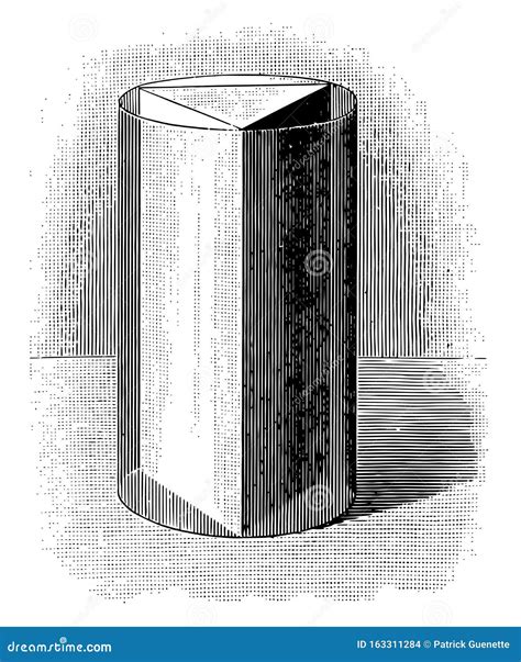Cylinder Inscribed In Pentagonal Prism Vintage Illustration