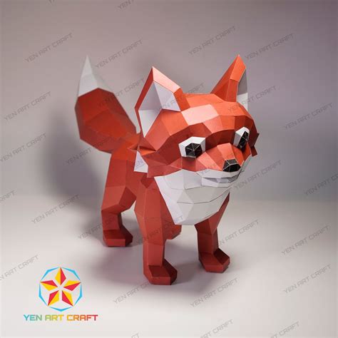 3d Fox Papercraft Pdf Svg Template For Creating 3d Fox Paper Craft Diy