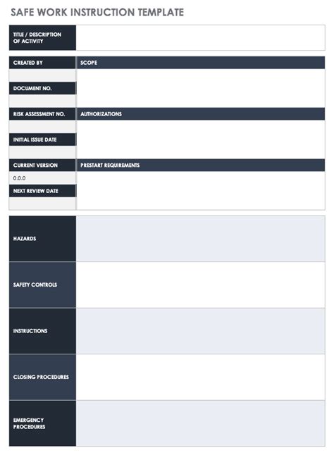 Free Work Instruction Templates Smartsheet