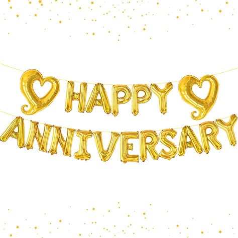 Katchon Gold Happy Anniversary Balloons Letters 18 Inch