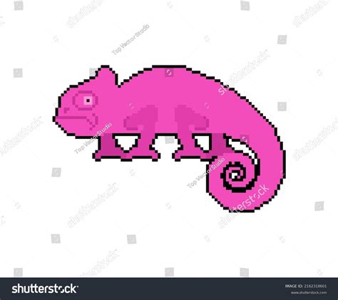 Chameleon Pixel Art 8 Bit Cartoon Stock Vector Royalty Free