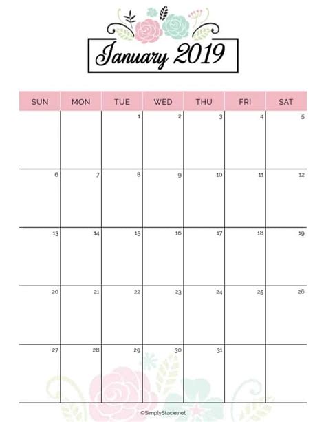 Free download yearly 2019 calendar templates. 2019 Yearly Calendar Free Printable - Simply Stacie