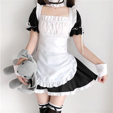 japanese kawaii black white café maid dress sd01334 syndrome cute kawaii harajuku street