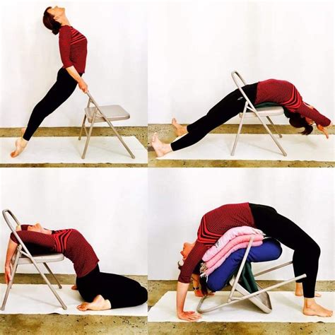 Backbends With Chair Prop Chair Pose Yoga Chair Yoga Iyengar Yoga Poses