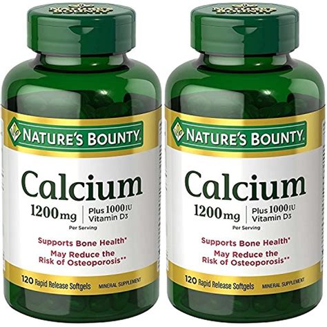 Natures Bounty Calcium 1200 Mg Plus Vitamin D3 240 Softgels 120 Per