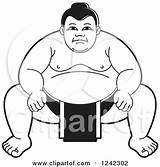 Sumo Wrestler Clipart Illustration Crouching Royalty Vector Perera Lal Regarding Notes sketch template