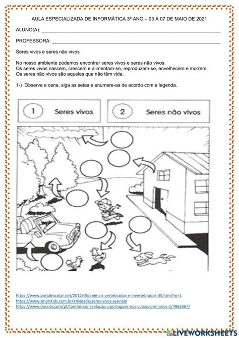 Caça Palavras Seres Vivos E Não Vivos