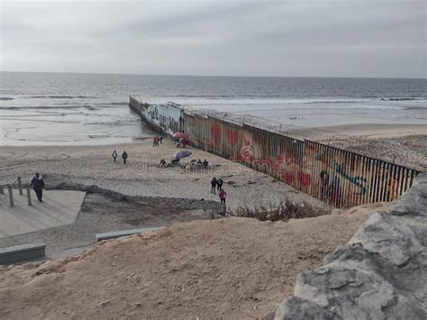Border United States And Mexico Wall Sea Stock Image Image Of Mexico