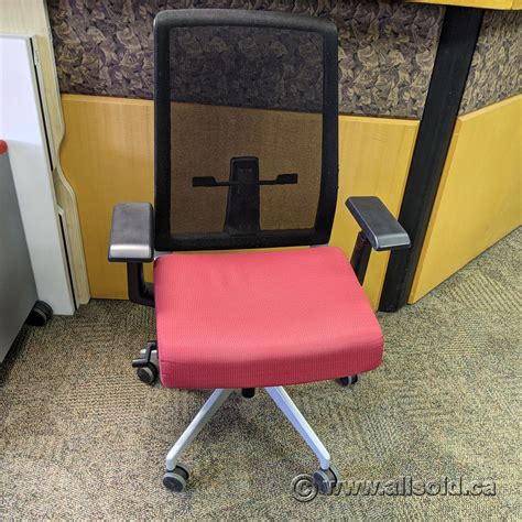 Haworth Very Task Chair W Mesh Back And Red Fabric Seat Allsoldca