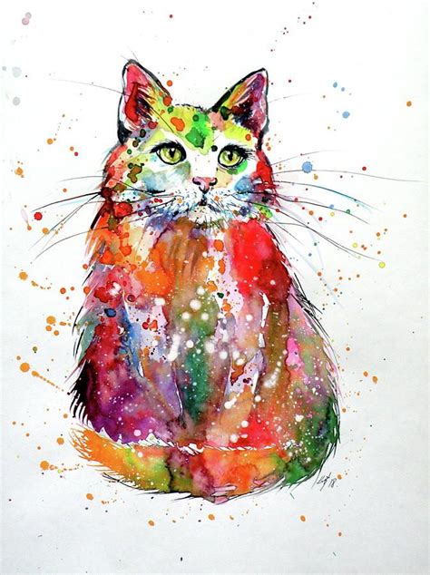 Colorful Cat V Cat Painting Cat Art Cat Colors