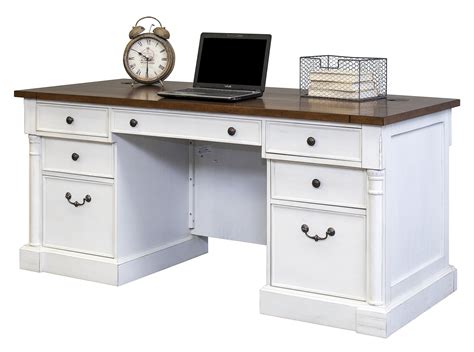 Martin Furniture Durham Double Pedestal Executive Desk White