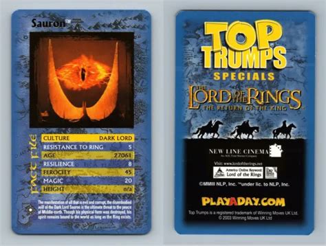 Sauron Lord Of The Rings The Return Of The King Top Trumps