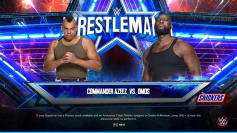 Wwe 2k23 Omos Vs Commander Azeez Wrestlemania 38 Full Match Youtube