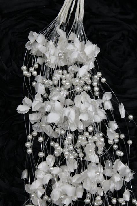 White Flower And Pearl Spray Beaded On Illusion Wire Wedding Image 5
