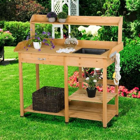 Solid Wood Potting Bench With Sink Potting Table Potting Bench With
