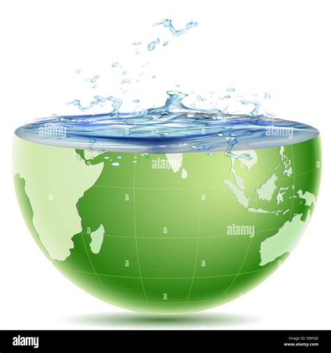 Illustration Of Global Water Splashing Out Against White Background