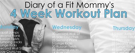 There are very few isolation exercises during this phase for chest, back. 4 Week No-Gym Home Workout Plan - Diary of a Fit Mommy