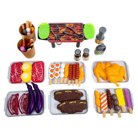 Kids Bbq Grill Kitchen Play Toys Food Set Pretend Barbecue Playset