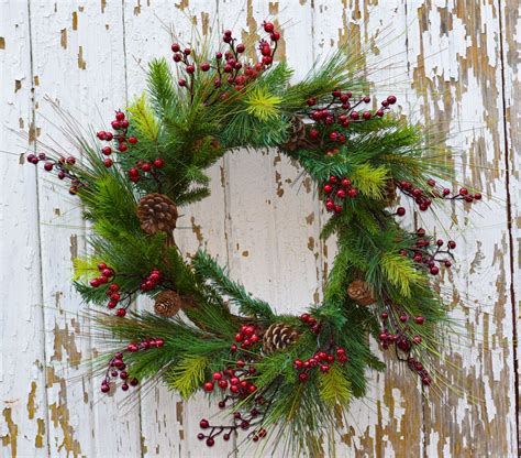Christmas Berry Wreath 22 In 2021 Holiday Wreaths Diy Berry