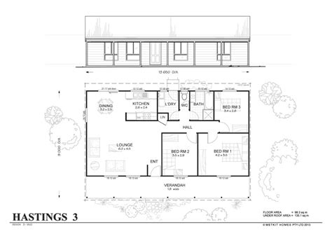 Hastings 3 Met Kit Homes 3 Bedroom Steel Frame Kit Home Floor Plan