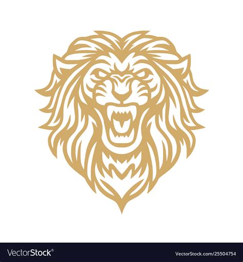 Roaring Lion Gold Logo Mascot Royalty Free Vector Image