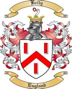 The clan daes nae hae a chief recognised bi the lord lyon king o arms, therefore the clan haes no staundin unner scots law. Kelly Family Crest from England by The Tree Maker