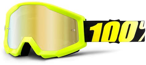 100 Strata Goggles Neon Yellow Gold Mirror Lens Amped E Motion Cycles