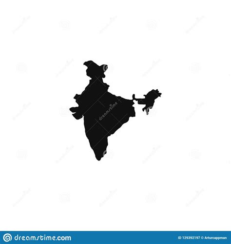 Map Of India Black Silhouette On White Background Stock Vector