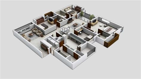 50 Four 4 Bedroom Apartment House Plans Architecture Design Layouts 3d