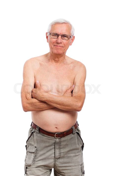 Shirtless Senior Man Portrait Stock Image Colourbox