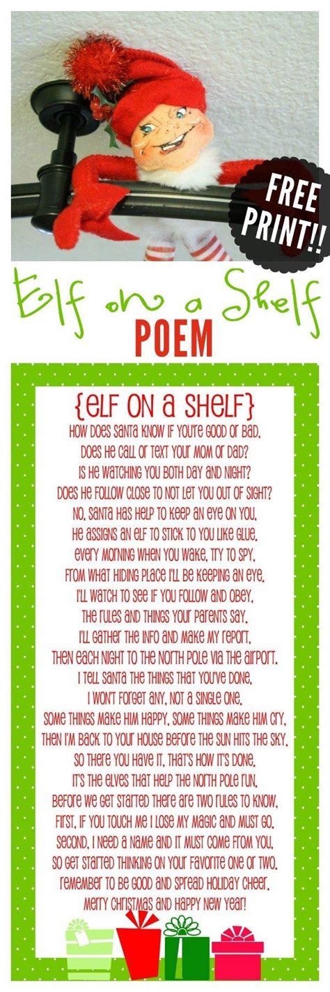 Elf On The Shelf Poem By Lil Luna Elf On The Shelf Elf Christmas Elf