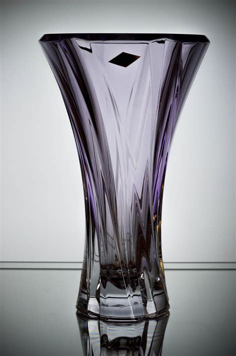 Czech Bohemian Crystal Glass Vase 12 H Oklahoma Amethyst Purple