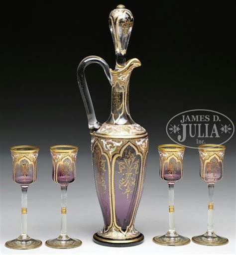 Moser Decorated Cordial Set Moser Amethyst Shading To Clear Cordial Set Has Handled Decanter
