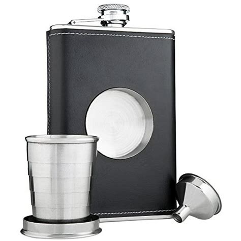 Shot Flask 8oz Flask With A Built In Collapsible Shot Glass And Flask Funnel Stainless Steel