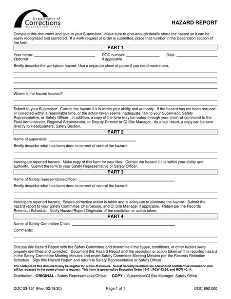 Hazard Report Form Example Near Miss Incident Report Template