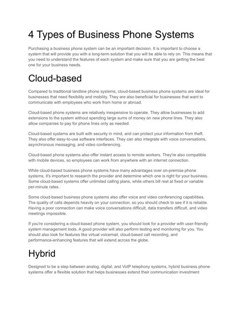 Ppt 4 Types Of Business Phone Systems Powerpoint Presentation Free