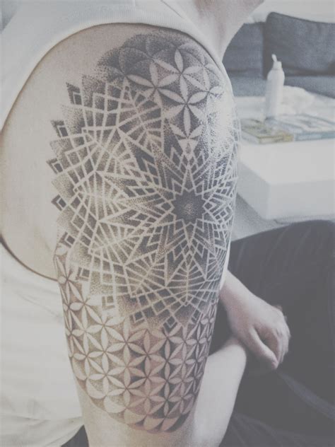 Dotwork Tattoo Sacred Geometry Mandala Flower Of Life Flower Of