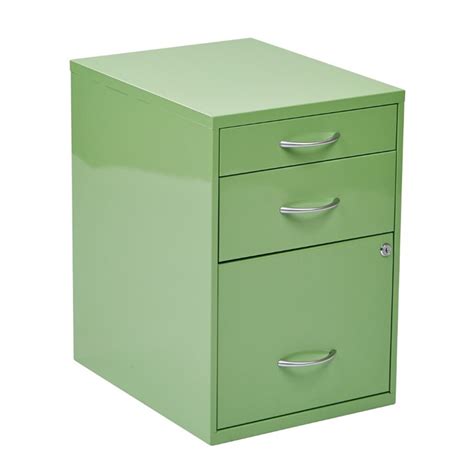 Each drawer comes with full extension slides and smooth metal runners. 3 Drawer Metal File Cabinet in Green - HPBF6