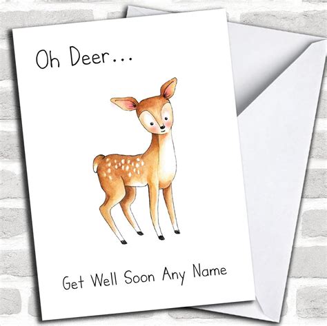 Personalised Oh Deer Get Well Soon Card Uk Stationery