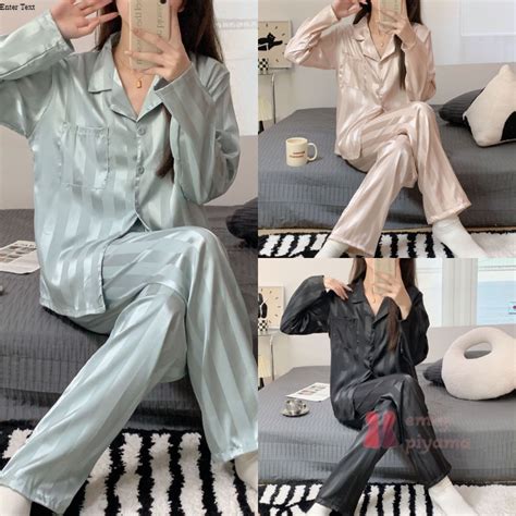 Jual Satin Premium Emily Piyama Baju Tidur Set Piyama Model Garis