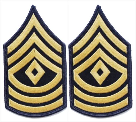 Army Staff Sergeant E 6 Rank Gold On Green Chevron Patches Pair Male