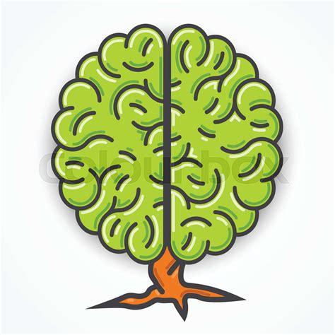 Cartoon Green Brain Sign Clean Vector Stock Vector Colourbox