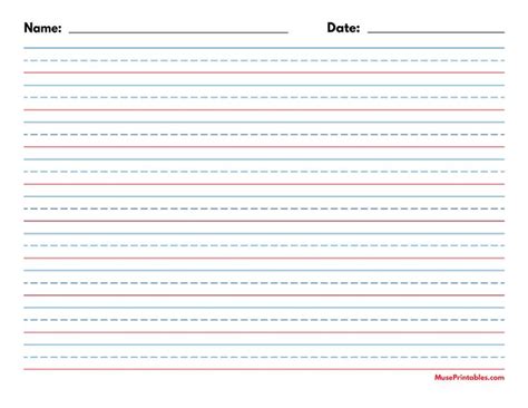 Printable Blue And Red Name And Date Handwriting Paper 12 Inch